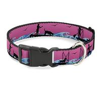 Hebilla de Abajo con Perro Rosa/Azul/Negro plástico Clip Collar, 1" de Ancho Ajuste 11 - 17" Cuello Mediano