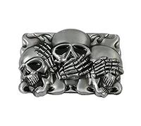 Hebilla de cinturón de calavera punk para hombre, cabeza de calavera 3D de plata antigua, cabeza de fantasma gótico, día del padre, día de Navidad, regalo para hombres y mujeres, 2