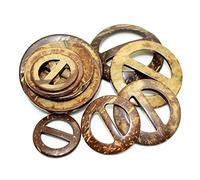 Hebilla de cinturón de cáscara de coco natural, anillo, hebilla de madera, accesorios de ropa para niños, tamaño mixto, artesanías de madera hechas a mano, Carfts-55mm, bolsa de 10 Uds.