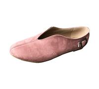 Hebilla de correa zapatos de gamuza dedo del pie verano puntiagudo permiso huido ocasional pisos mocasines mujeres zapatos casuales de las mujeres, Rosa., 42 EU