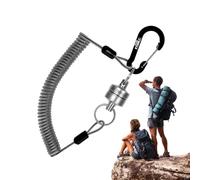 Hebilla de metal con cuerda de realidad de acero, llavero imán de acero inoxidable,Carabiner de succión magnética telescópica - Tecador antiperdedor versátil para montañismo, exploración e