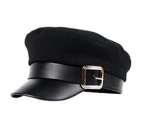 Hebilla de Metal Negro Breton Fiddler Cap Vintage British Flat Top Pescador Sombrero Newsboy Sombrero Visera Boina Gorra Paperboy Gatsby Sombrero, Negro, Talla única