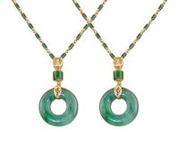 Hebilla de oración de la paz de jade hetiano, collar colgante de jade de moda, colgante de cadena de suéter para ropa, collar colgante, colgante de ropa versátil (2pc)