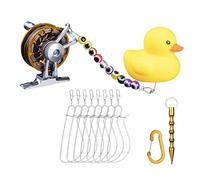 Hebilla de pescado vivo con carrete,Pescado Stringer Live Fish Lock,con 8 PCS Acero Inoxidable Pescado Hebilla,para equipo de pesca al aire libre,Accesorios de pesca para hombre (Oro)