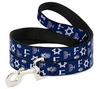 Hebilla de plumón para Mascotas, 10,16 x 3,81 cm, símbolos judíos, Azul/Blanco