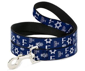 Hebilla de plumón Símbolos judíos-4azul/blanco Pet Leash, 15,2 x 3,8 cm