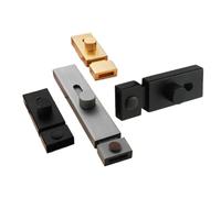 Hebilla de puerta aleación aluminio, cerrojo antirrobo, cerradura granero, pestillo palanca(Black,4inch)