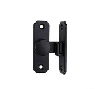 Hebilla de puerta de acero inoxidable, cerradura de puerta de granero de 90 grados para puertas correderas, no requiere perforación, cerrojo con tornillos, acabado negro y plateado (negro)