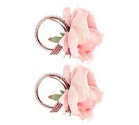 Hebilla de servilleta de perlas artificiales, exquisito anillo de hierro para la comida diaria, 2 piezas de servilleteros de flores para fiesta de cumpleaños (GLOGLOWiz4gsvb208-13)