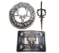 Hebilla metálica para cinturón de falda escocesa para hombre, broche y broches para mujer, broche a cuadros mosca, cabeza de ciervo. Hebilla de cinturón de trabajo con nudo celta. Disponible en