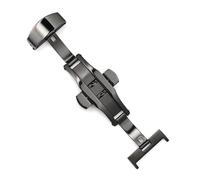 Hebilla plegable para reloj, hebilla de mariposa de acero inoxidable, hebilla de doble presión, hebilla de botón de 10 a 22 mm, hebillas de cierre desplegable, accesorios para relojes,Negro,22mm