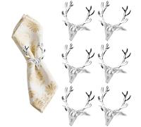 Hebilla Servilleta De Reno, Servilleteros De Navidad, 6 Piezas Plateados, Anillos Servilleta para Navidad, Fiestas, Mesa De Comedor, Bodas, Fiestas Al Aire Libre, Año Nuevo, Suministros para Fiestas