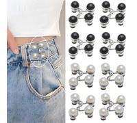Hebillas de Cintura Ajustables Sin Clavos (8 juegos), Pearl Jean - Agujas de botón,Clips de Ajuste Cintura Reutilizables, Para diferentes tipos de vaqueros, Falda, Negro * 4juegos + Blanco * 4juegos