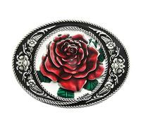 Hebillas de cinturón for hombres,Reemplazo de hebilla de cinturón,Cinturón ovalado de flor de rosa occidental esmaltado de estilo vintage