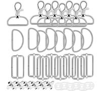 Hebillas metalicas 30Pcs materiales para hacer bolsos mosqueton para bolsos hebilla mochila,anillas en D para bolsos de Mano con broches magnéticos,hasta 32 mm de ancho de correa,Plateado