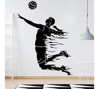HEBIQUAN Voleibol Etiqueta de la pared Sala de práctica Art Deco Ball Deportes Vinilo Gimnasio Etiqueta de la pared Decoración para el hogar Habitación para adolescentes,Black,110x84cm