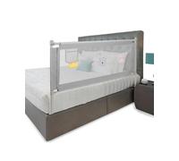 Hebitod Barrera de cama para bebé, 180 × 70 cm, altura ajustable, barrera protectora para cuna 70 - 98 cm, barandilla estable con bloqueo, malla transpirable, gris
