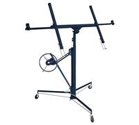 Hebitod Elevador de placas XXL hasta 68 kg, elevador de placas de yeso, altura regulable 1,32 - 3,25 m, extensible 1,25 - 2,95 m, giratorio 360°, inclinable 60°, ayuda de montaje en seco, color azul