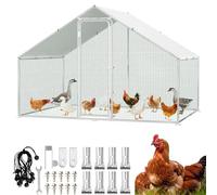 Hebitod Gallinero con área libre, 3x2x2m Jaulas de metal para animales pequeños con cerradura de seguridad y cubierta impermeable para salida de gallinas, área libre para gallinas, pajarera, plantas