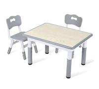 Hebitod Juego de escritorio infantil ajustable con 1 mesa y 2 sillas, altura ajustable, multifuncional, pies de goma antideslizantes, para niños, mesa de 80 x 60 cm, sillas de 30 x 31 cm