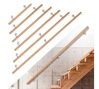 Hebitod Pasamanos de madera de haya - Barandilla de escalera de 80 cm con soporte de pared - Pasamanos de madera antideslizante para escaleras, pasillos, escaleras de jardín, balcón, ático