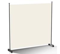 Hebitod Separador de espacios en rollos, Biombo 1 pieza plegable, 187 x 181 cm Panel de separación, pantalla de pared de metal y poliéster, |Beige| Ajuste flexible Protección visual, Separador de