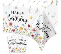 Heboland Paquete de 2 manteles florales de verano, decoración de fiesta de verano, flores silvestres, decoración de mesa de fiesta, mantel de plástico, manteles desechables de primavera, decoraciones