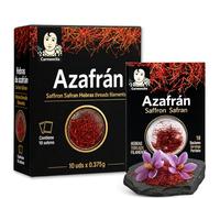 Hebras de azafrán, saffron safran, Azafrán Español de Calidad, ideal para paellas, estofados, sopas, patatas y gran cantidad de guisos, Peso Neto 0.375 g, Apto para 18 raciones, Contiene 10 sobres