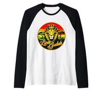 Hebreo israelita YHWH León de Judá Yahvé Arte rastafari Camiseta Manga Raglan