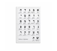 Hebrew Letters Alef Bet Learning Poster, Cursive and Print Alphabet Chart, Educational Wall Decor for Living Room, Classroom, Kids Room Study(Framed,12x18inch(30x45cm))