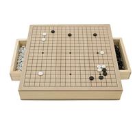 Hebsacker Verlag Wooden Go Board Box Set with Drawers and Wooden Stones (19 x 19 Go Set)
