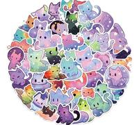 Hebterrka 100 pegatinas de dibujos animados con diseño de cielo estrellado y estrellas de gato, pegatinas impermeables de vinilo para botella de agua