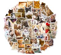 Hebterrka 100 Pegatinas de Gatos Divertidas y Lindas - Vinilo Impermeable para Adultos y Adolescentes