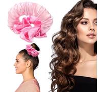 Hebterrka Hitze freie Locken Scrunchie, Rosa Satin Sin Calor Rizos Durante la Noche, Banda para el Cabello para Dormir, Rulos Perezosos Scrunchies para Rizos Suaves, Accesorio de Moda para Salir y