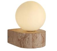 HEBXMF Aplique de pared con pantalla esférica de vidrio G9, estilo industrial, de travertino amarillo natural, ideal para sala de estar, restaurante o pasillo.