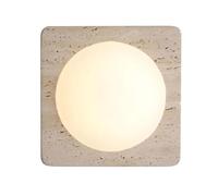 HEBXMF Aplique de pared de estilo industrial, aplique de pared cuadrado minimalista de travertino amarillo, aplique de pared con pantalla de vidrio con base G4, luminaria decorativa para pasillo de re