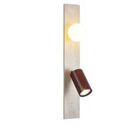 HEBXMF Aplique de pared de madera de estilo industrial, aplique rectangular de travertino amarillo de 20 pulgadas, lámpara de pared con pantalla de vidrio esférica, luminaria decorativa para sala de e