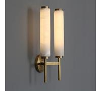 HEBXMF Aplique de pared de mármol natural, luz LED cálida, 47 cm, dorado