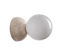 HEBXMF Aplique de pared estilo Wabi Sabi de travertino amarillo, base G9, aplique de pared esférico de vidrio, lámpara de pared interior cableada, luminaria decorativa para sala de estar, restaurante