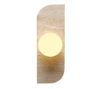 HEBXMF Aplique de pared estilo Wabi Sabi de travertino amarillo, pantalla de cristal esférica, lámpara de pared cableada con fuente de luz G4, luminaria decorativa para restaurante, sala de estar y do