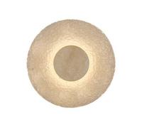 HEBXMF Aplique de pared redondo de acrílico de 11,8 pulgadas, aplique de pared interior de estilo industrial nórdico, lámpara de pared de travertino amarillo natural, luminaria decorativa para escaler