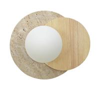 HEBXMF Aplique de pared redondo y creativo de travertino amarillo, lámpara de pared de vidrio con fuente de luz G9, aplique de pared de madera de estilo industrial, luminaria decorativa para pasillos,