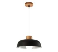 HEBXMF Forma de la cubierta de la olla Lámpara colgante Pantalla E27 Fuente de luz Araña de una sola cabeza Estilo simple Metal Luz colgante de madera Cafetería Sala de estar Mesa de comedor Accesorio