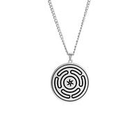 Hécate Collar para Hombres Rueda de Hécate Colgante Vikingo Triple Diosa Rueda Amuleto Pagano Wiccan Joyería Regalos Mujeres (plata)