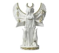 Hecate Hekate - Estatua de la mitología griega de la diosa de la noche mágica, escultura de mármol fundido con detalles dorados, hecha a mano y pintada a mano en Grecia, 7.1 pulgadas