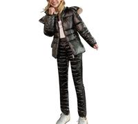 Hecatombic Conjunto de Chaqueta y Pantalones de esquí de Invierno para Mujer Pantalones de Nieve a Prueba de Viento con Capucha Desmontable Chaqueta para Ropa de esquí Conjunto Informal (Black,M)