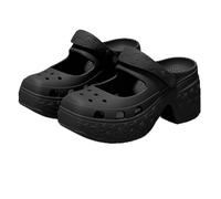 Hecatombic Zuecos Retro De Plataforma para Mujer, Tacón De 8cm, Estilo Mary Jane, EVA Antideslizante, Cómodos, con Soporte De Arco, Sandalias Sin Cierre para Playa, Jardín Y Hogar (Negro,40)