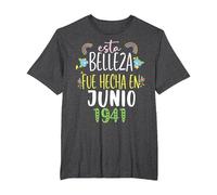 Hecha En Junio 1941 Mujer Regalo 81 años Cumpleaños Camiseta, Hombre Tallas Grandes, Jaspeado Oscuro, 3X Alto