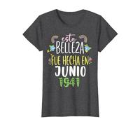 Hecha En Junio 1941 Mujer Regalo 81 años Cumpleaños Camiseta, Mujer, Jaspeado Oscuro, XL