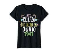 Hecha En Junio 1941 Mujer Regalo 81 años Cumpleaños Camiseta, Mujer, Negro, XL
